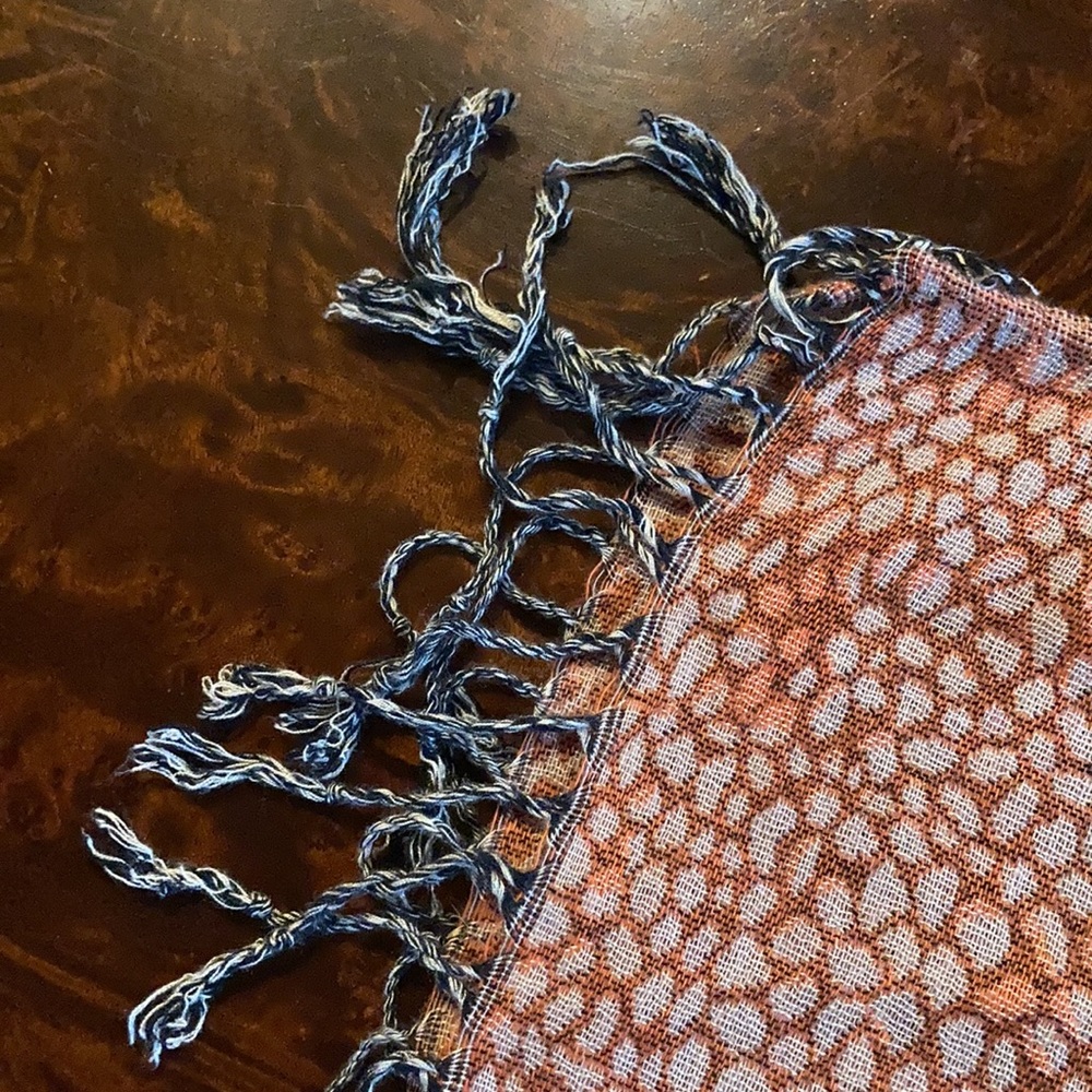 Ladies Orange Metallic Leopard Parsley Scarf - Picture 4 of 4